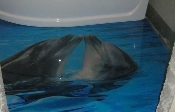 Наливные полы 3д два дельфина